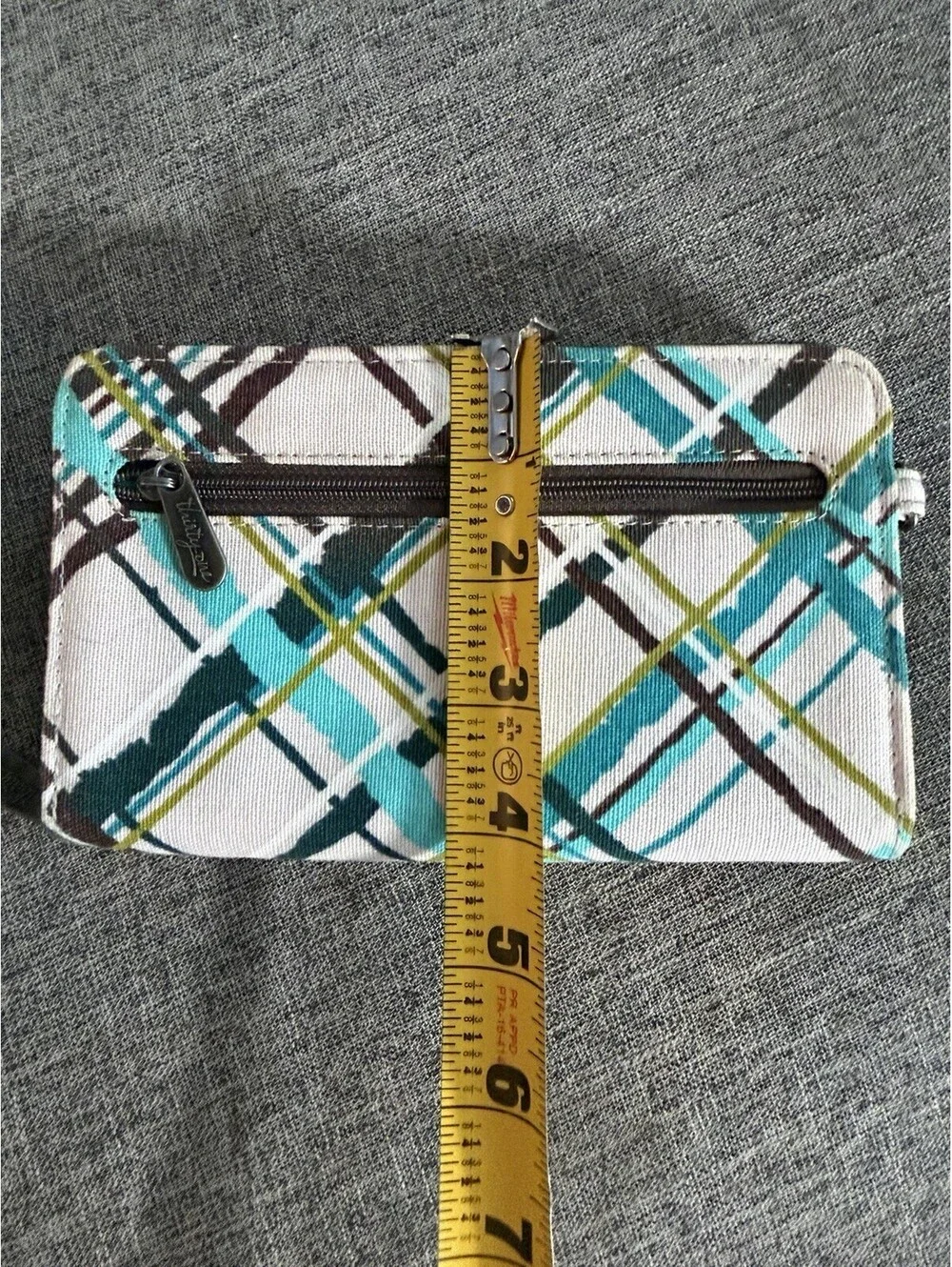 Thirty One Perfect Cents Zip Wallet In Sea Plaid Pattern Bifold